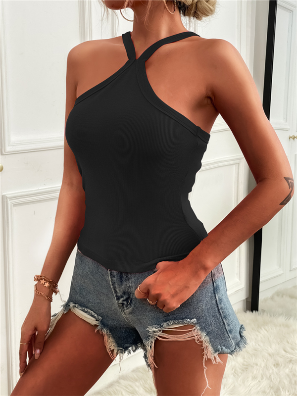 Women's Solid Color Halter Neck Casual Versatile Vest