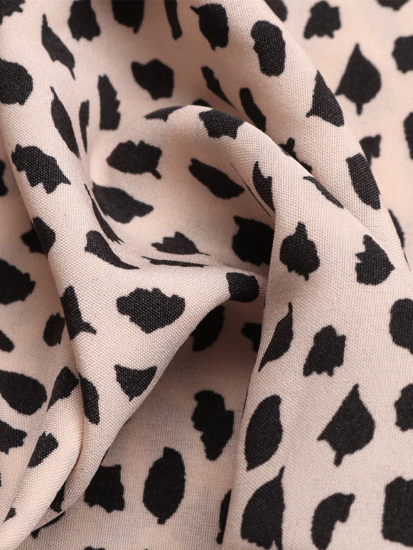 Women's Woven Fashion Casual Leopard Print V-Neck Jumpsuit