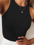 Women's Solid Color Basic Base Layer Stretch Tank Top