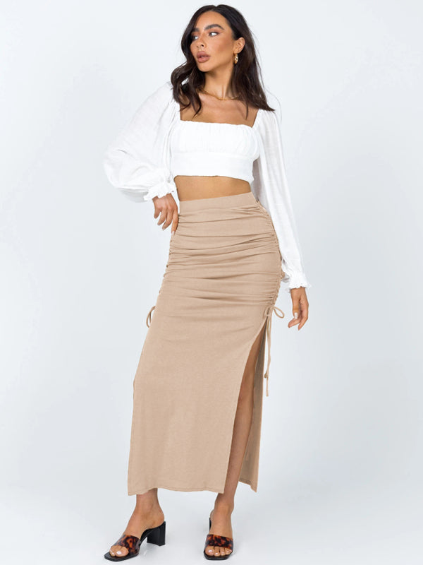 Women's knitted slit slim fit hip skirt