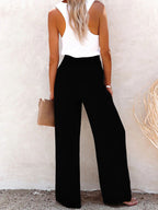 Women's trousers pure color cotton and linen loose loose casual wide-leg women's trousers