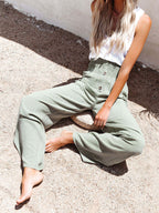 Women's trousers pure color cotton and linen loose loose casual wide-leg women's trousers