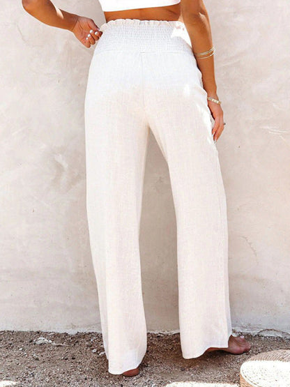 Women's trousers pure color cotton and linen loose loose casual wide-leg women's trousers