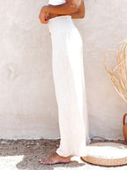 Women's trousers pure color cotton and linen loose loose casual wide-leg women's trousers