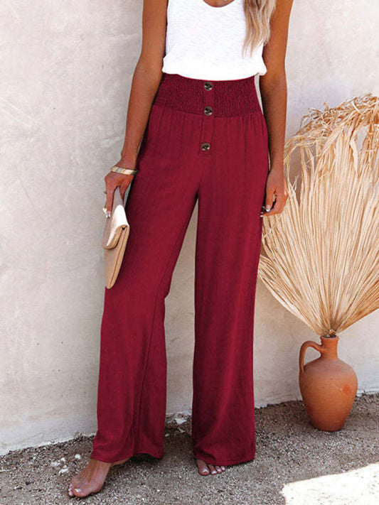 Women's trousers pure color cotton and linen loose loose casual wide-leg women's trousers