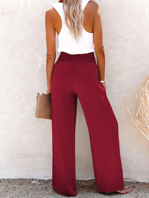 Women's trousers pure color cotton and linen loose loose casual wide-leg women's trousers