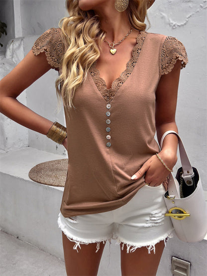 New Flying Sleeve V-Neck Knitted Sweater Top