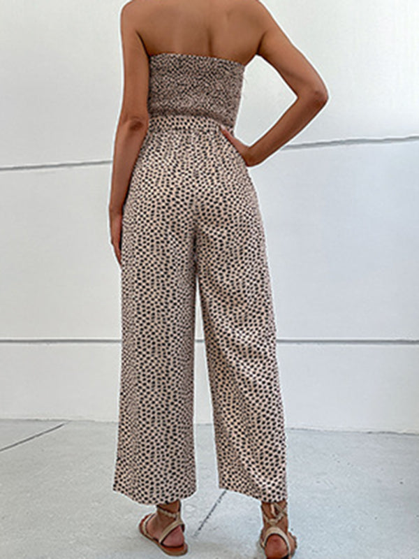 New European and American women's holiday leopard print one-piece jumpsuit
