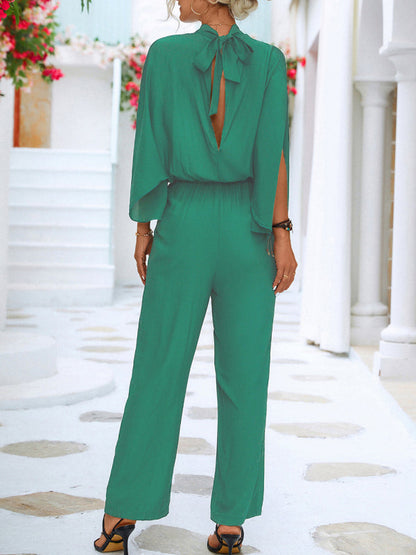 Fashion women's new stand collar jumpsuit