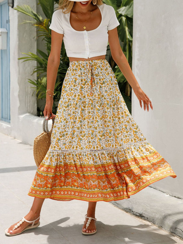 Maxi Cotton Bohemian Beach Resort Skirt