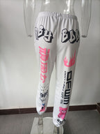 New print fashion elastic waist sports casual harem pants