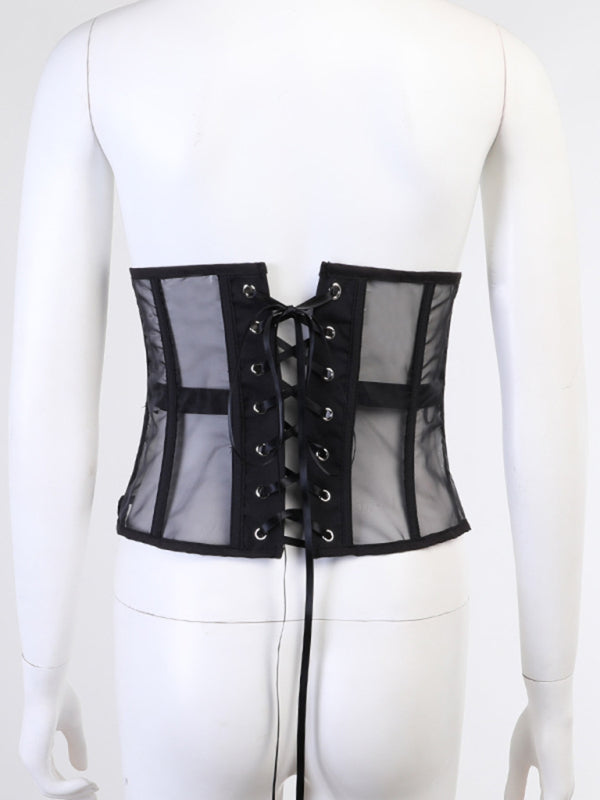 All-match sexy mesh short waist vest