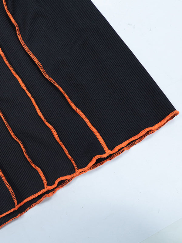 New style small pit strip round neck reverse car edge dress