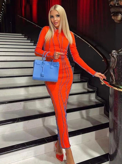 New style small pit strip round neck reverse car edge dress