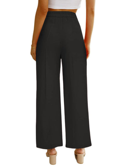 Women's Casual Wide Leg Dress Pants High Waist Button Down Trousers With Pockets