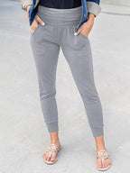 Women's high waist pleated patch pocket cropped pencil pants