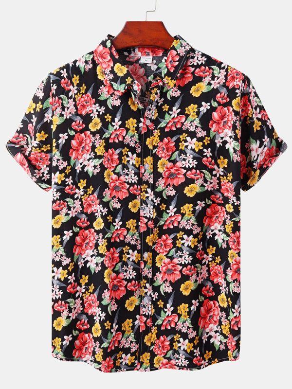 Men's Short Sleeve European Size Shirt Beach Wind Vacation Wind Hawaiian Shirt