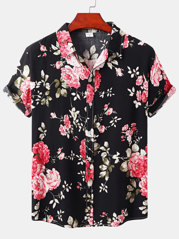 Men's Short Sleeve European Size Shirt Beach Wind Vacation Wind Hawaiian Shirt