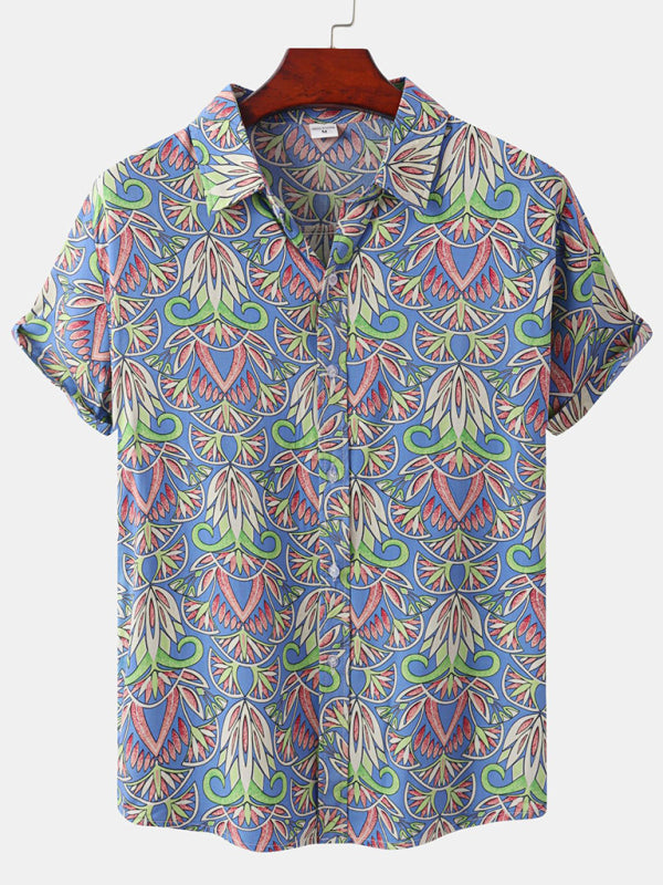 Men's Short Sleeve European Size Shirt Beach Wind Vacation Wind Hawaiian Shirt