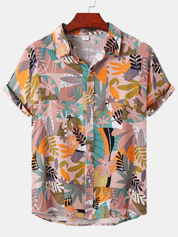Men's Short Sleeve European Size Shirt Beach Wind Vacation Wind Hawaiian Shirt