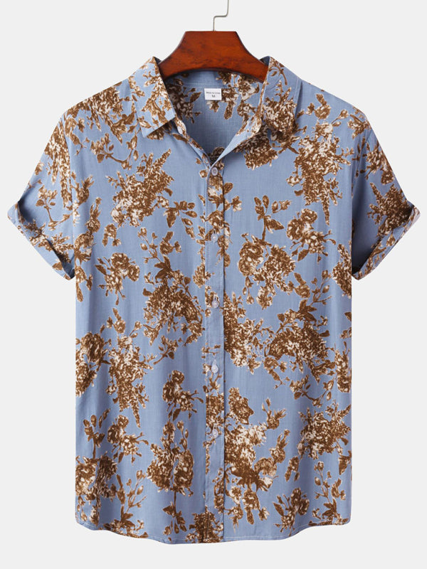 Men's Short Sleeve European Size Shirt Beach Wind Vacation Wind Hawaiian Shirt