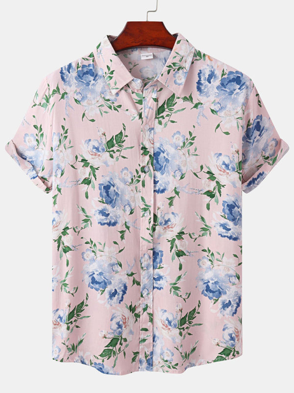 Men's Short Sleeve European Size Shirt Beach Wind Vacation Wind Hawaiian Shirt