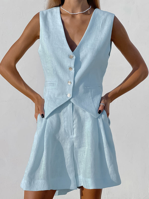 Suit Vest Suit Women's Summer Casual Sleeveless Vest Shorts Two-piece Set