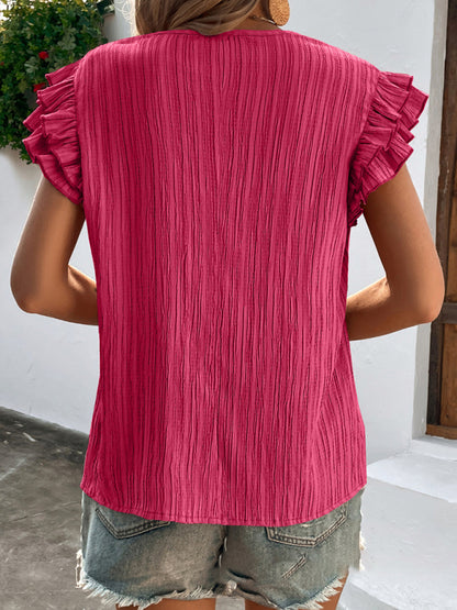 Women's Fashion Sexy Texture Fabric Fly Fly Sleeve Top
