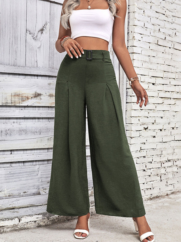 women's summer high waist wide leg casual pants with belt