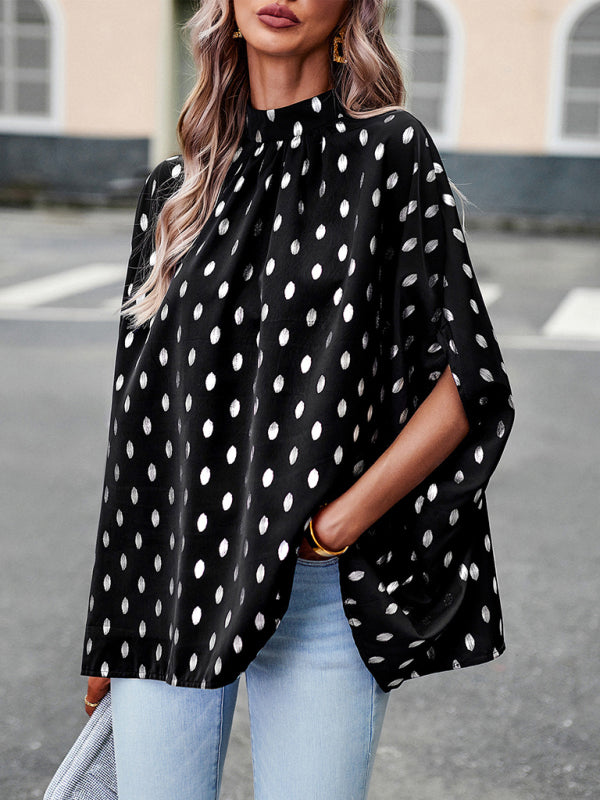 Golden polka dot temperament design sense long-sleeved blouse