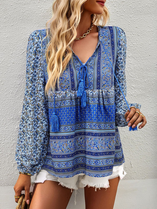 Bohemian temperament top shirt spring and autumn four seasons new shirt