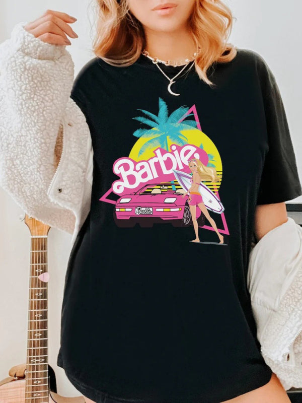 Barbie print letter print sports casual women's short-sleeved T-shirt