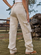 New American Style Retro Elastic Waist Denim Overalls Casual Pants