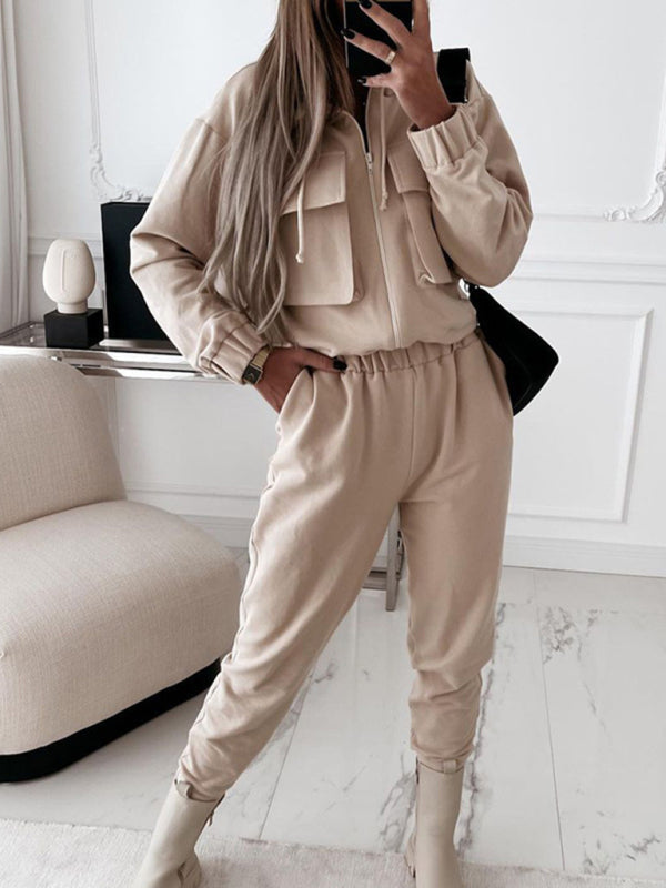 New Women's Fashion Coat Harem Pants Casual Sports Two-piece Set