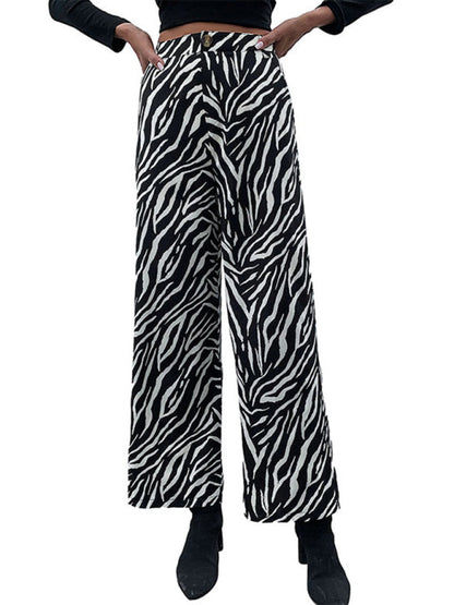 Women's commuter zebra print wide leg pants