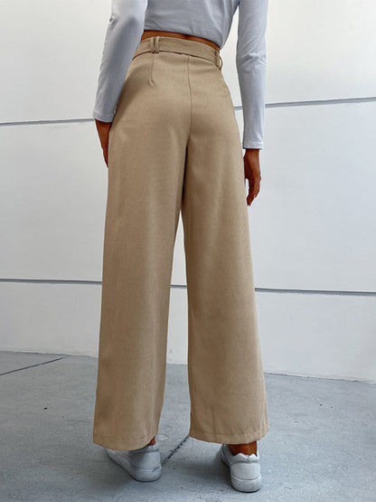 Women's straight solid color casual trousers