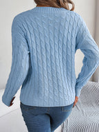 New casual solid color twist long-sleeved V-neck sweater