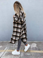 women's casual long plaid shirt jacket