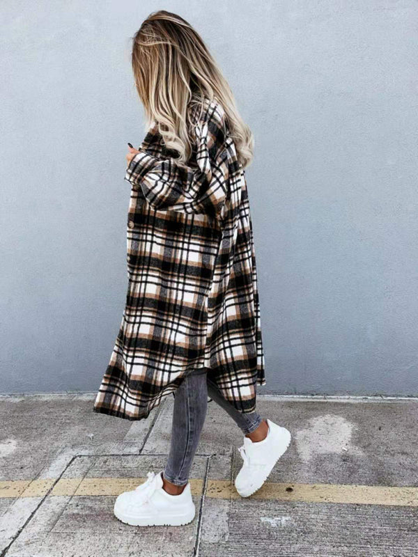 women's casual long plaid shirt jacket