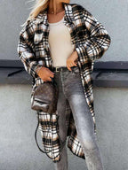 women's casual long plaid shirt jacket