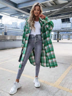 women's casual long plaid shirt jacket