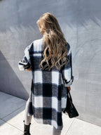 Women's single-breasted plaid long-sleeved shirt jacket