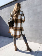 Women's single-breasted plaid long-sleeved shirt jacket