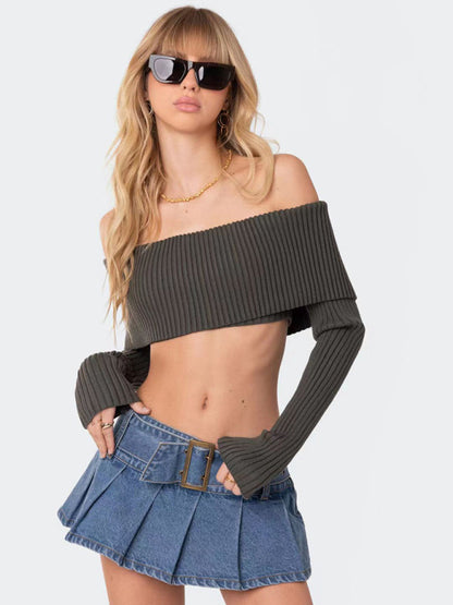 New comfortable and sexy woolen chest-wrapped long-sleeved sweater