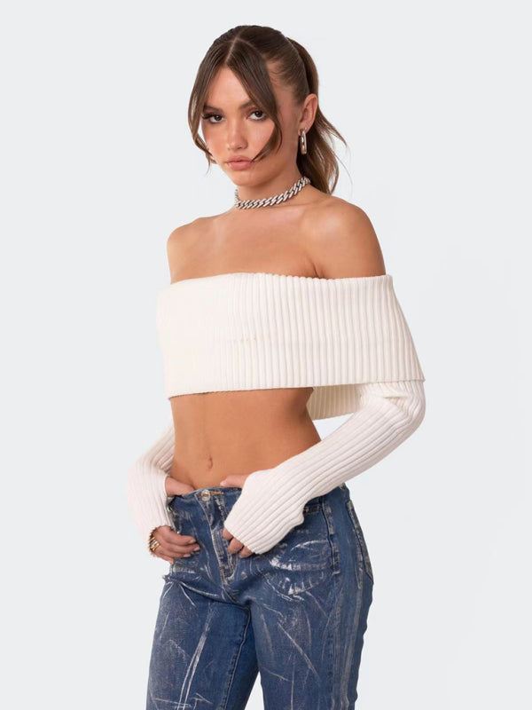 New comfortable and sexy woolen chest-wrapped long-sleeved sweater