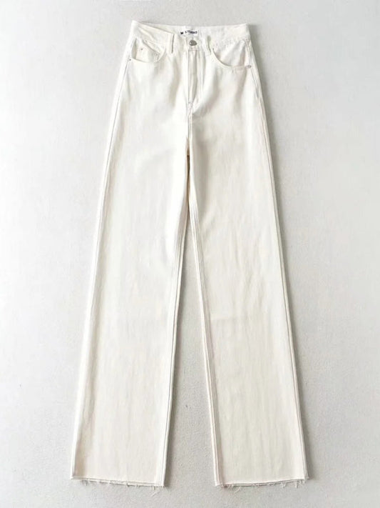 New high-waist floor-length loose slimming straight wide-leg jeans