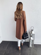 New autumn and winter solid color long-sleeved double pocket suit collar woolen jacket