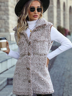 New autumn and winter lapel sleeveless long loose casual cardigan vest