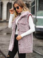 New autumn and winter lapel sleeveless long loose casual cardigan vest