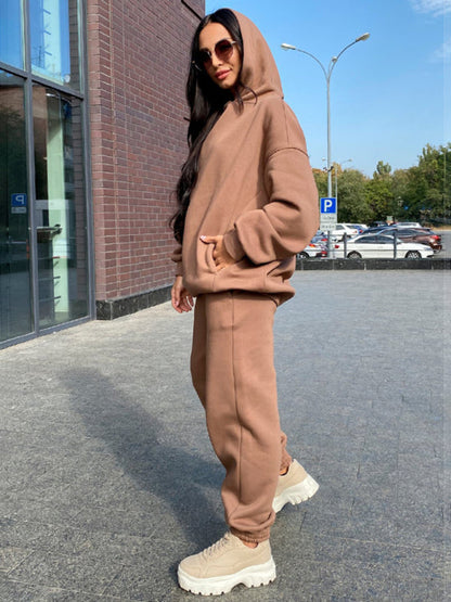 Women's casual hooded sweatshirt two-piece set